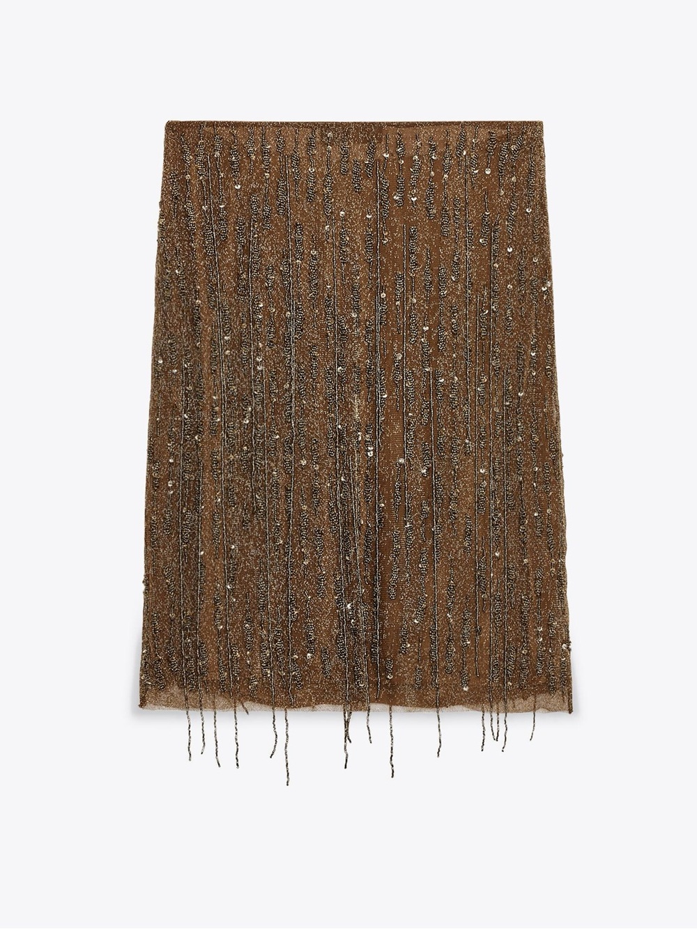 Zara Zw Collection Gold Fringe
Beaded Midi Skirt